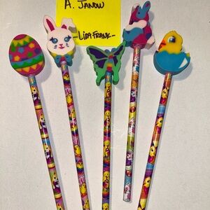 Lisa Frank Easter (5) pencil/eraser bundle